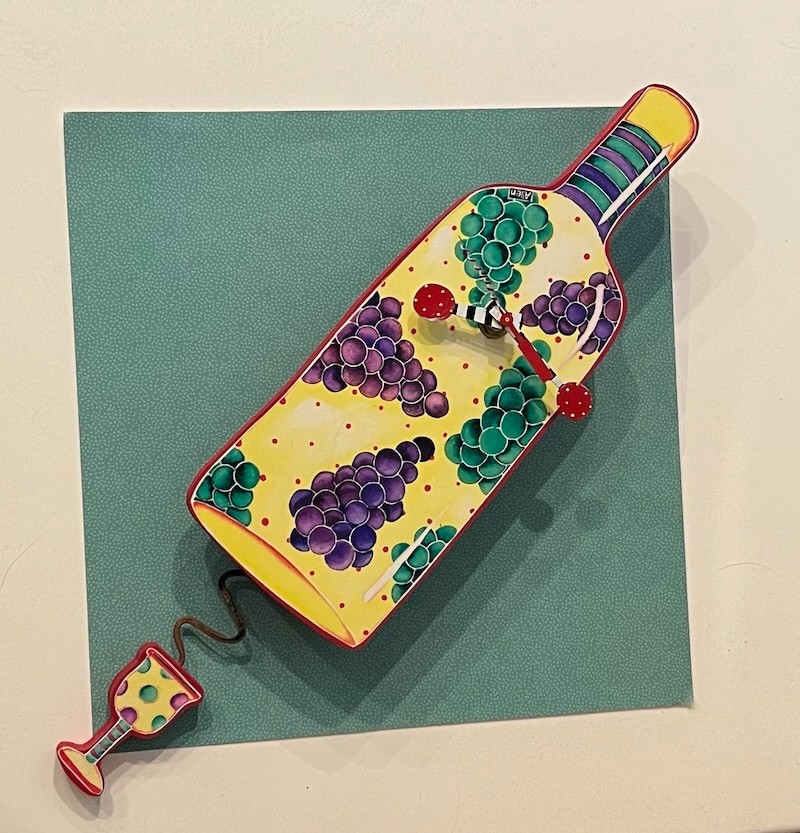 Michelle Allen Designs Wine Theme Wall Clock w Pendulum, Corkscrew Form Sec Hand gallery