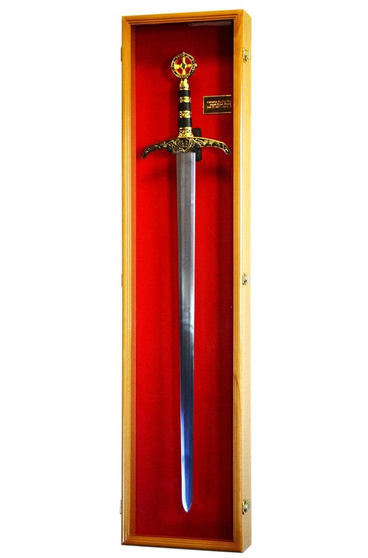 Vertical Sword Display Case Cabinet Wall Rack Claymore Long Swords Medieval 54" gallery