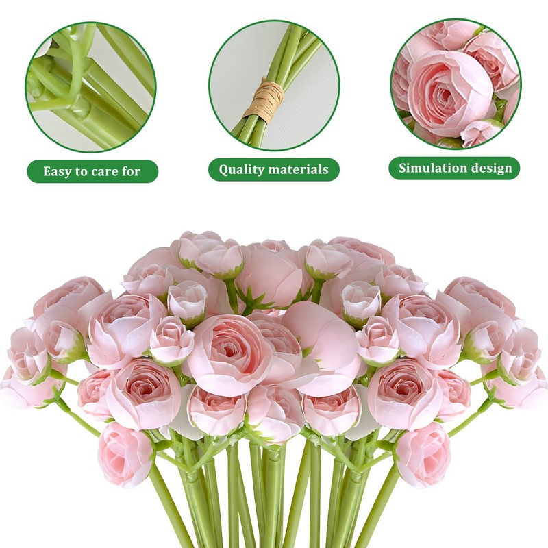 36Pcs Ranunculus Artificial Flowers Mini Cream Fake Flowers for Wedding Bouquet gallery