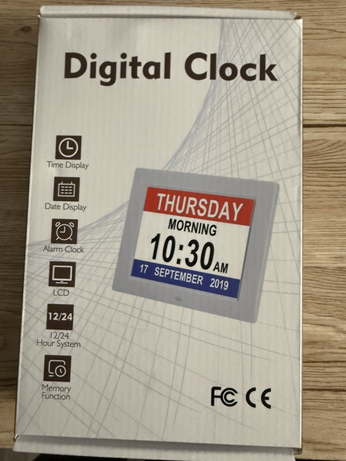 Digital Clock 7" Screen Time Display Date Display Alarm Clock LCD 12/24 Hour NEW gallery