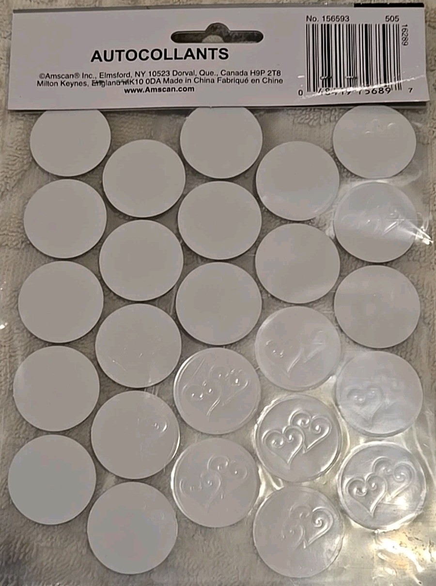Amscan Sticker Seals - Embossed Silver Hearts x 25 qty. 1 PKG New (C-40) gallery
