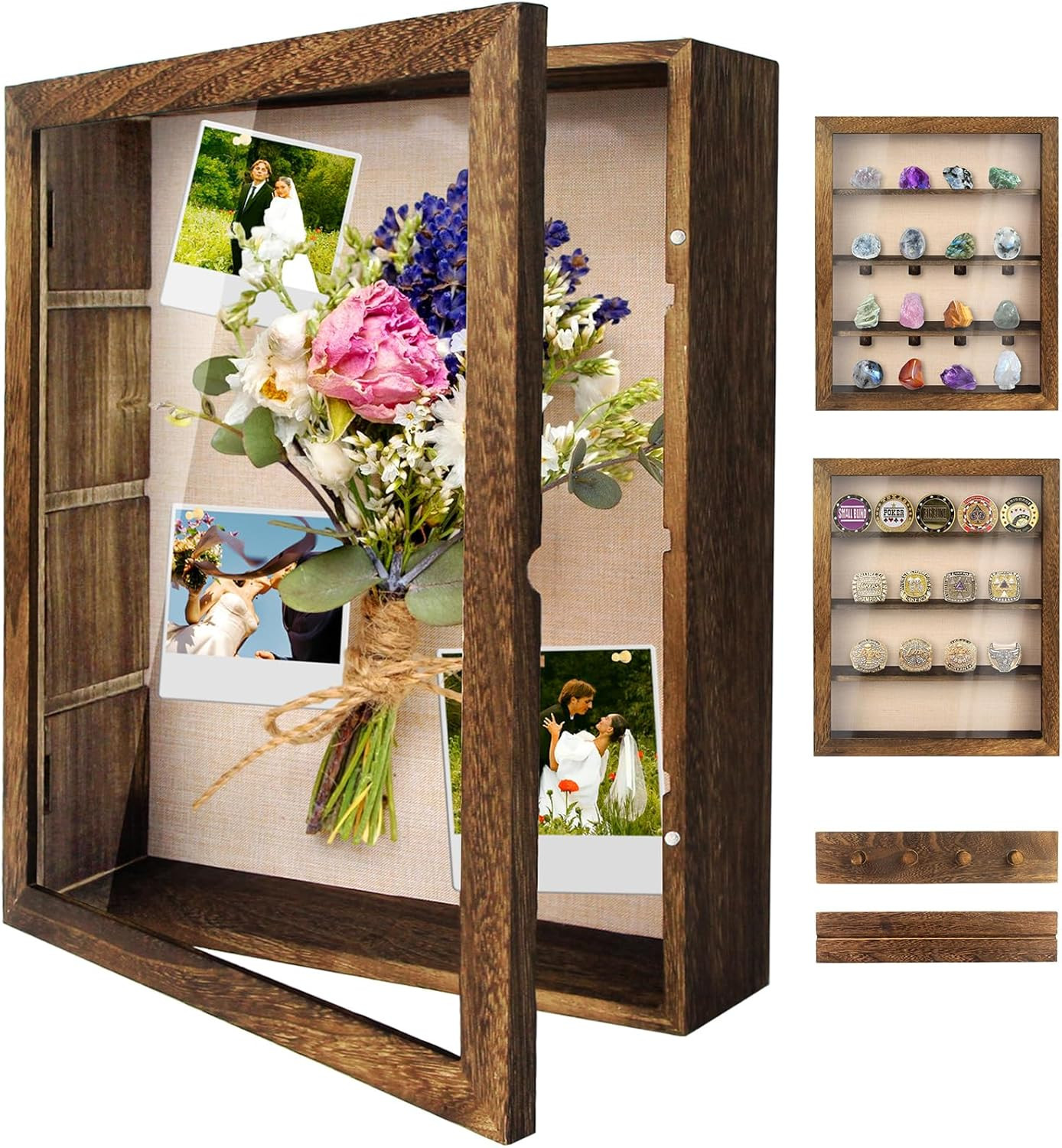 Shadow Box Frame 11X14, Deep Shadow Box Display Case with Linen Back and Removab gallery