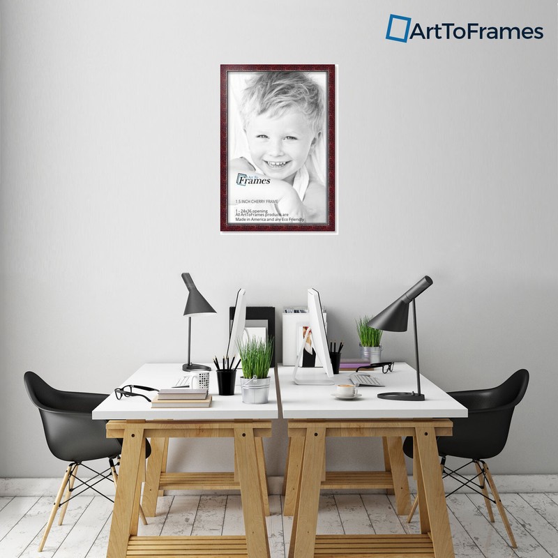 ArtToFrames 1.5" Custom Poster Frame Red Cherry Stain Wood 4333 Large gallery