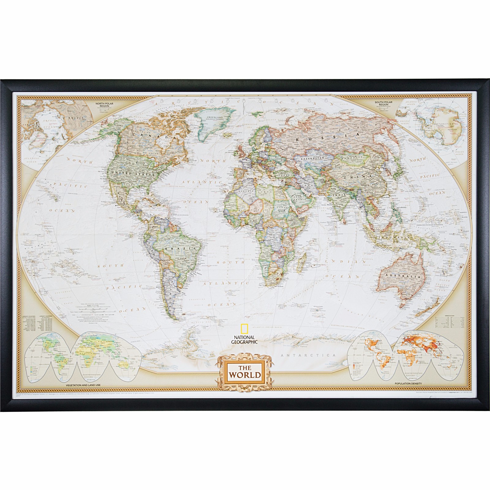 Craig Frames, Executive World Push Pin Travel Map with Pins - 24 x 36 gallery