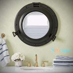 Handmade Solid Aluminum Porthole Mirror : Nautical Porthole Coastal Wall Decor