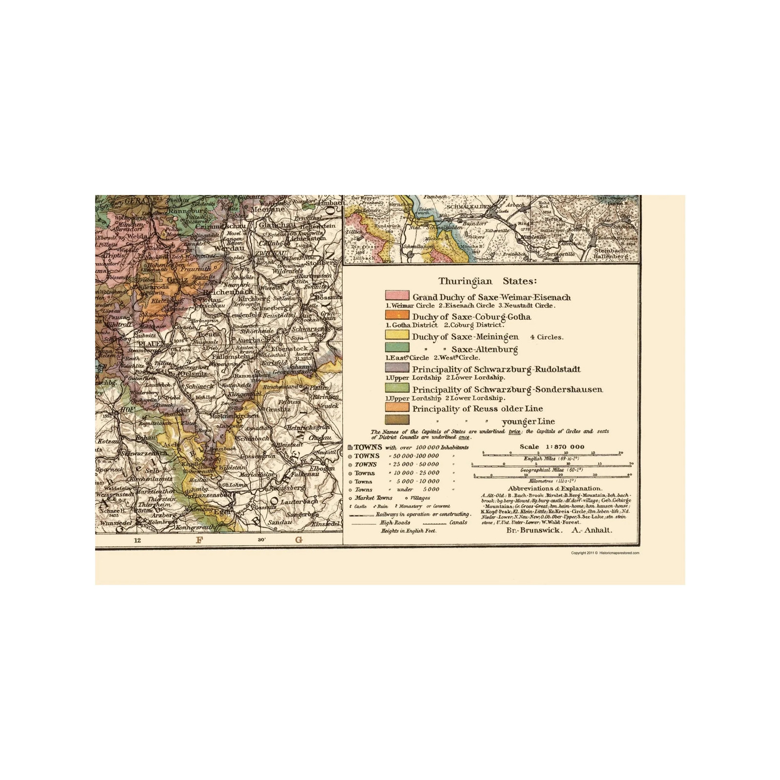 Historic Map - Thuringen State Germany - Andree 1895 - Vintage Wall Art gallery