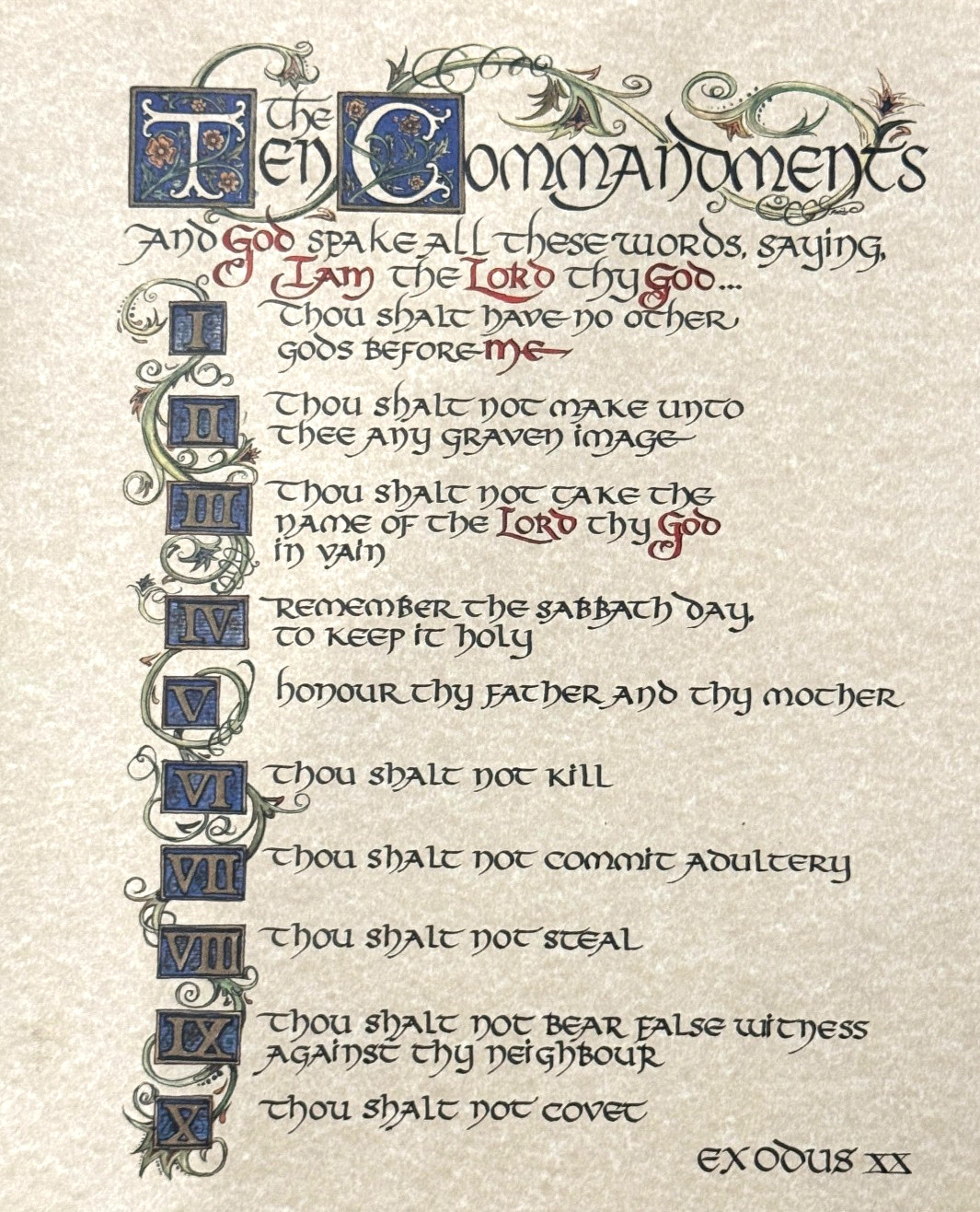 The Ten Commandments Biblical Print Art Beige Calligraphy Christian Wall Decor gallery