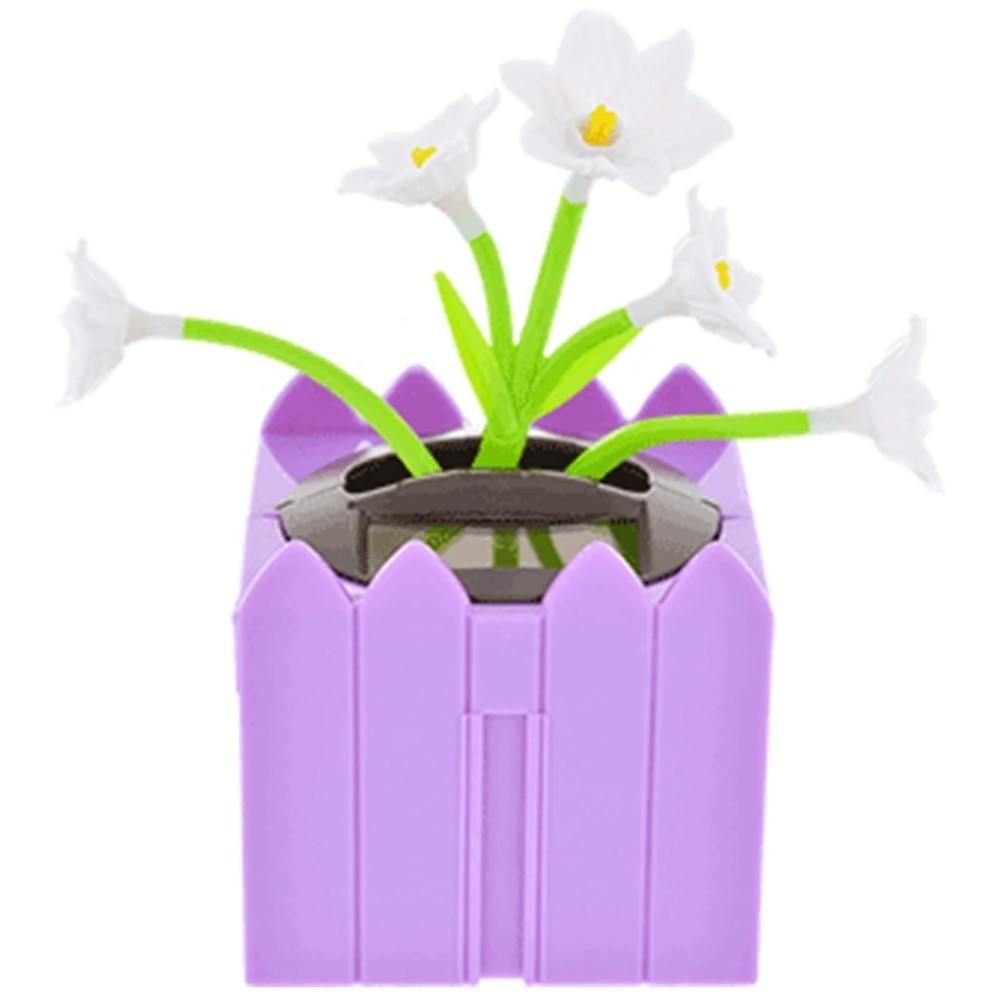 New Solar-Powered Dancing Connectables White Flower with Purple Base gallery