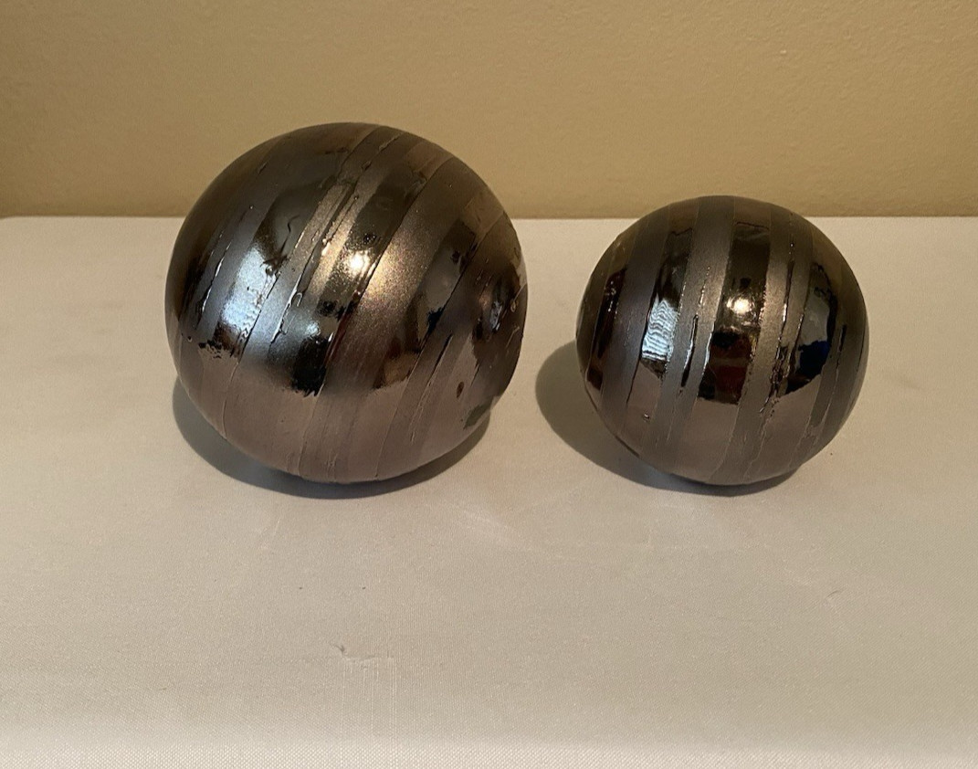 Decorative Striped Silver and Gray Colored Balls for Bowls gallery