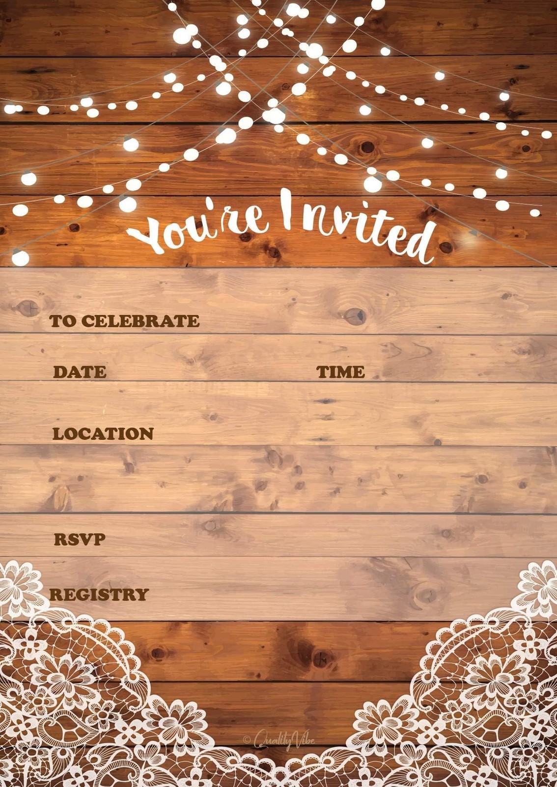 25 PCS Rustic Invitations & Envelopes Wedding Bridal Shower Birthday Party gallery