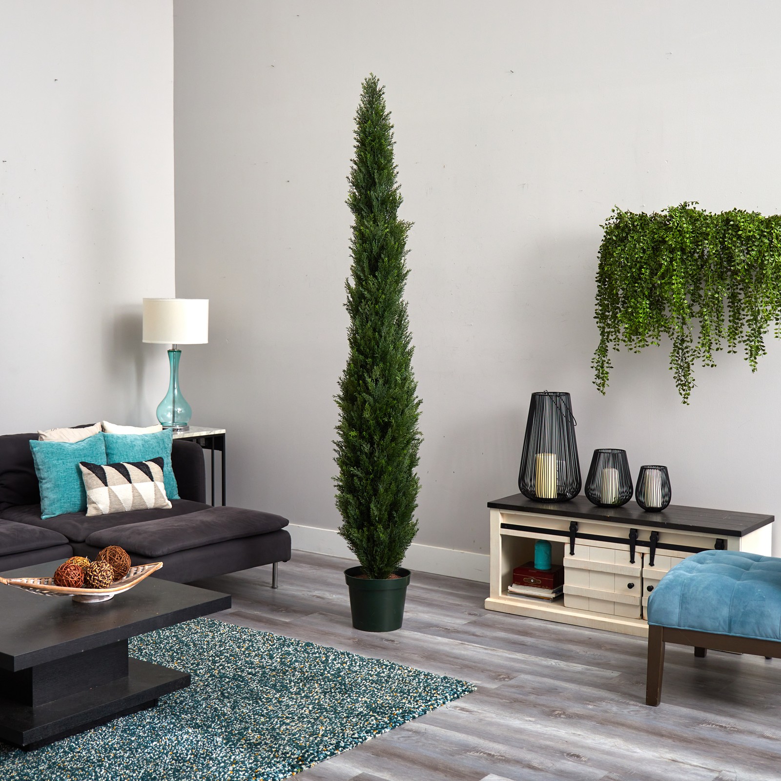 Nearly Natural 8ft Mini Cedar Pine Tree w/ 4249 tips in 12" Pot (Two Tone Green) gallery
