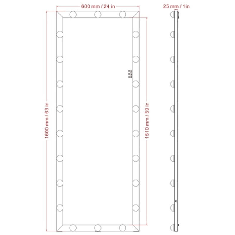 Safety Silver Full Length Lighted Mirror 63 "Lx24"W Living Room Floor Mirror gallery