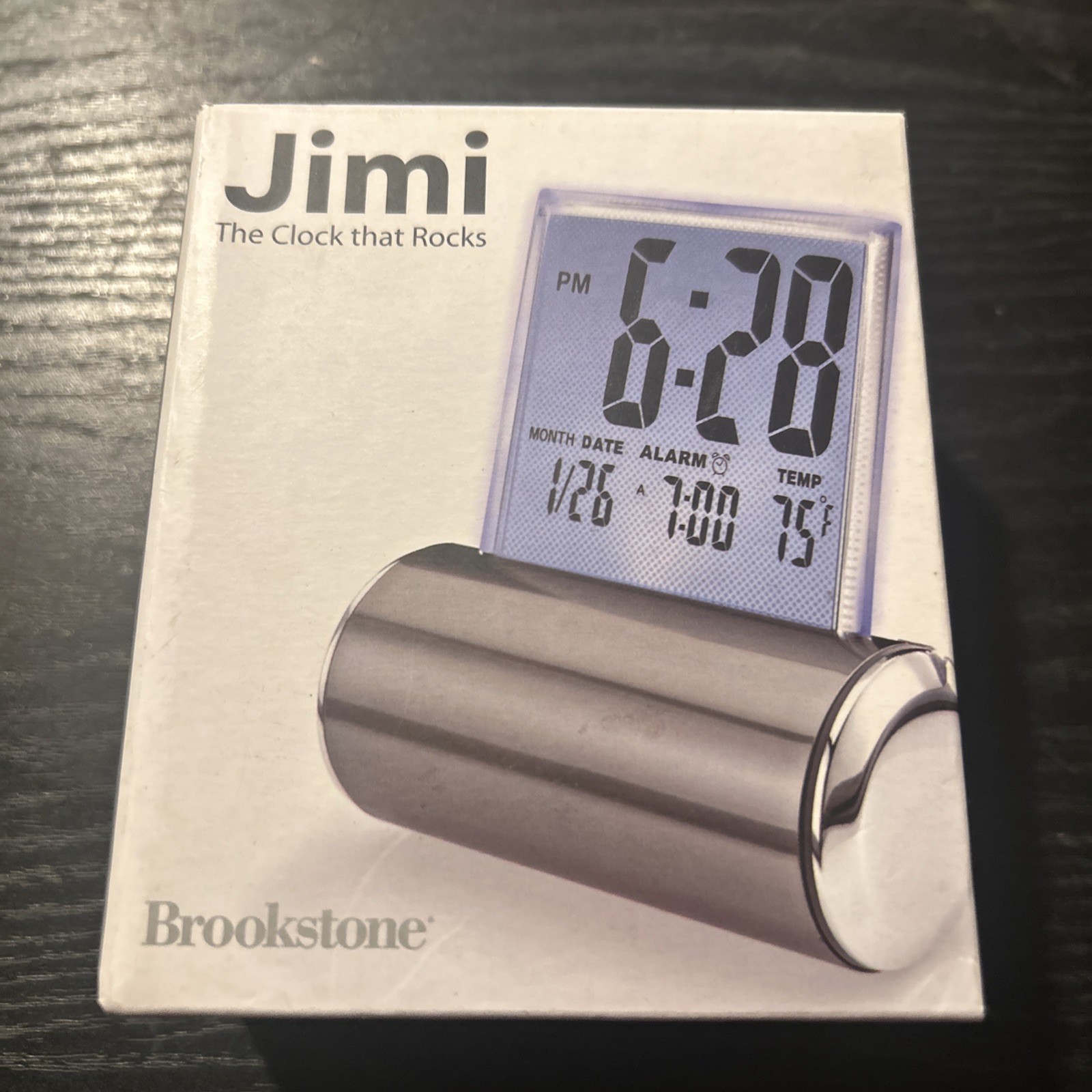 Jimi The Clock That Rocks by Brookstone NEW Temperature Time Date Alarm gallery