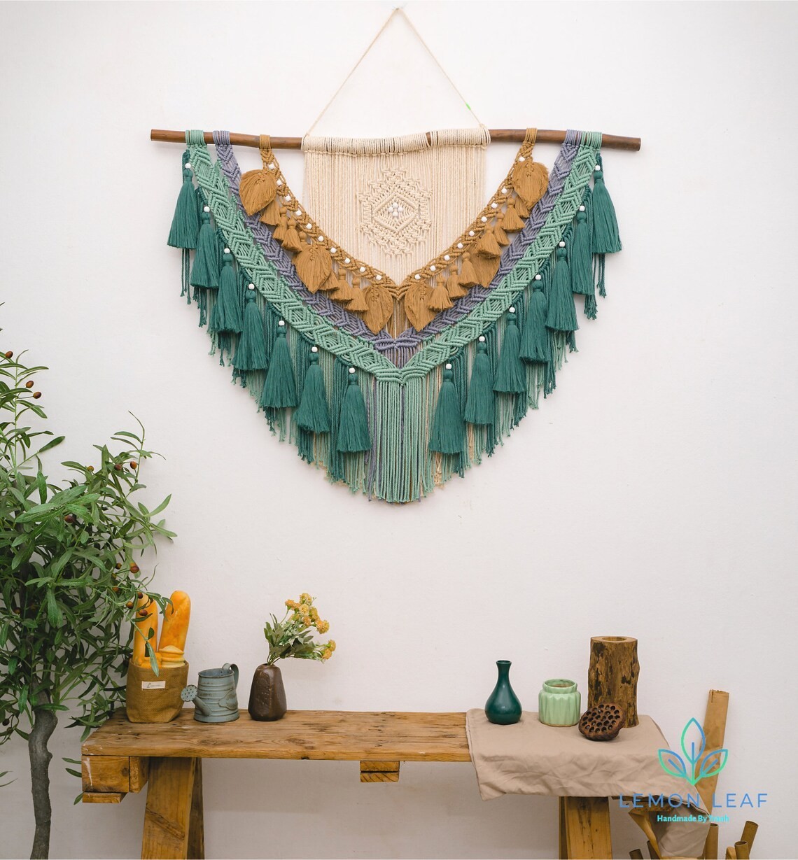 Large Macrame Wall Hanging Boho Tapestry with Cotton Yarn gallery