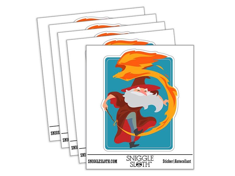 Eccentric Fire Mage Wizard Eagle Phoenix Vinyl Sticker Set - 5 Pack