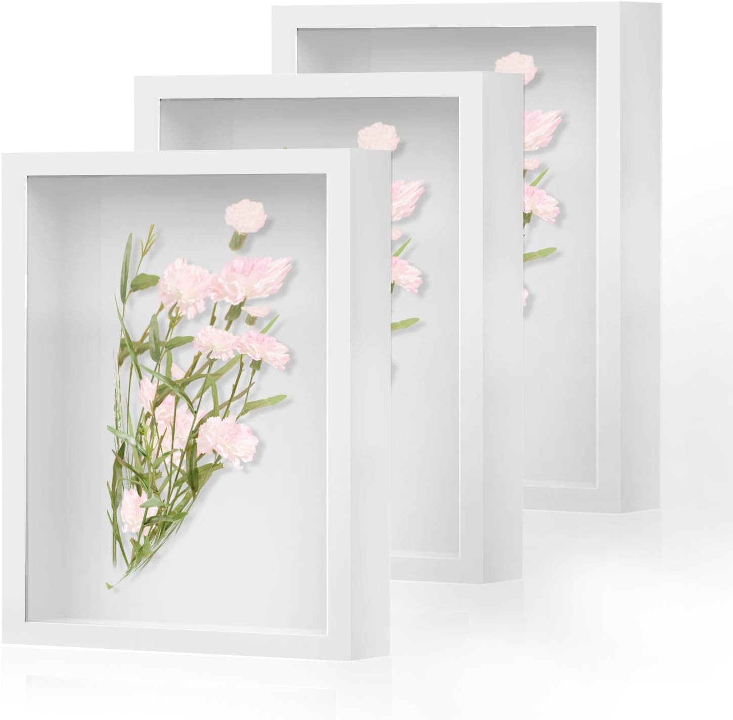 Shadow Box Frame 8X10 - 3 Pack Wood Deep Shadowbox with Glass Shadow Boxes Displ gallery