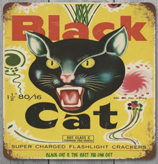 Black Cat Fire Crackers 12 x 12 Square Vintage Novelty Metal Sign Made In USA