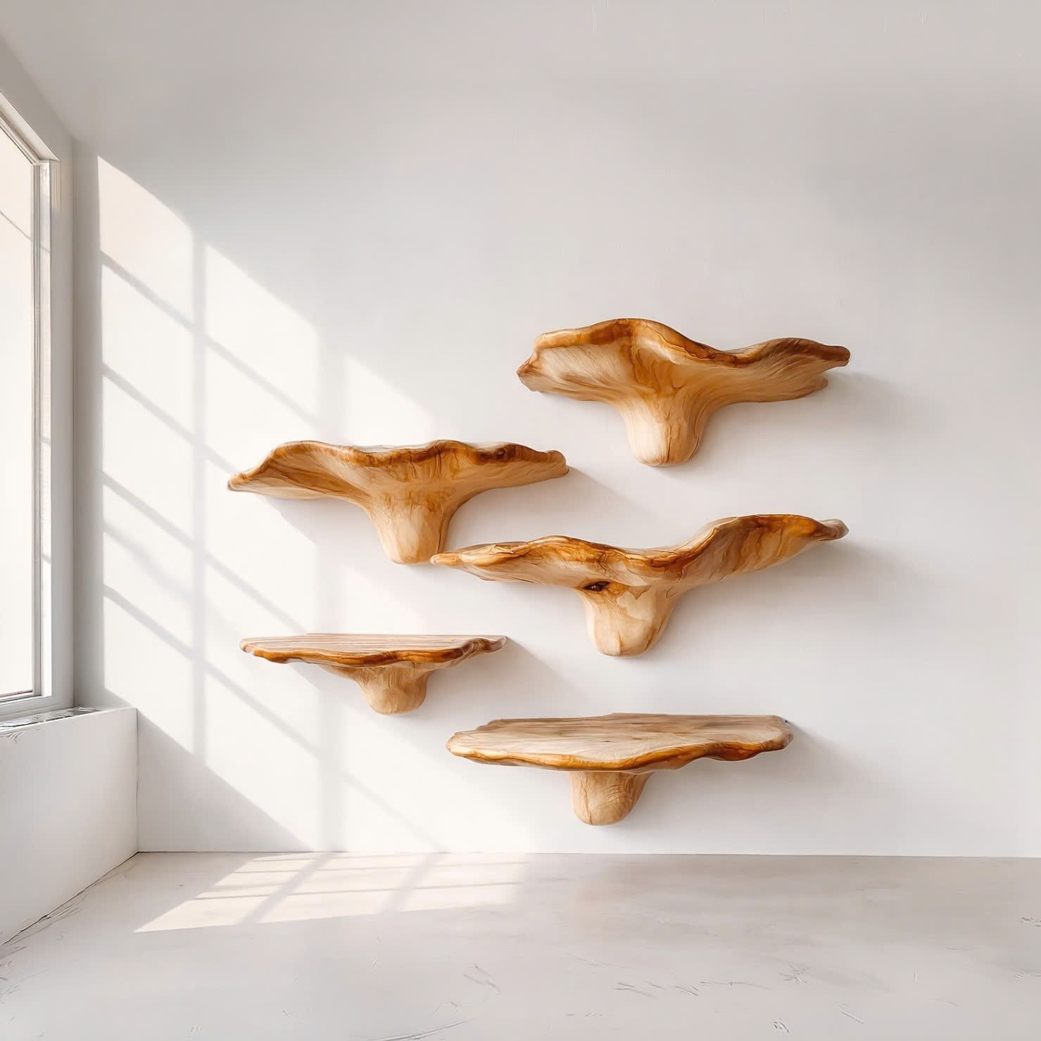 Rustic Live Edge Wall Shelf - Handcrafted Solid Wood Floating Timber gallery