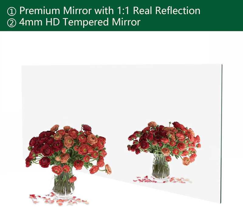 Large Mirror 60" X 28", Modern Rectangle Bathroom Mirror with Frameless Polished gallery