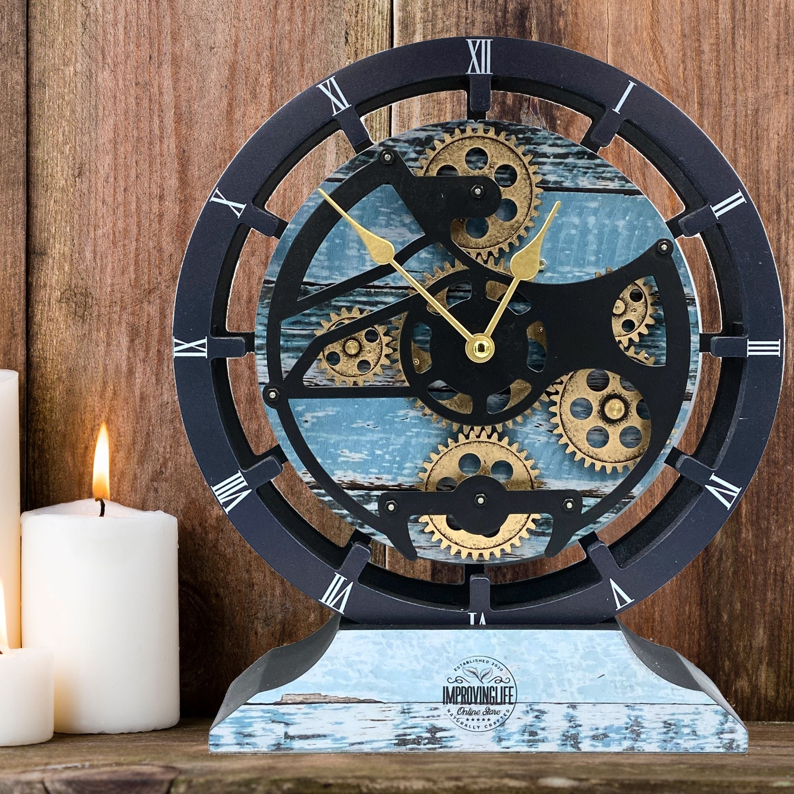 The Gears Clock CANADA LINE DESK CLOCK ROUND (HYBRID WALL) 10 INCH AQUA GREEN gallery