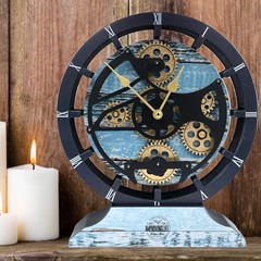 The Gears Clock CANADA LINE DESK CLOCK ROUND (HYBRID WALL) 10 INCH AQUA GREEN