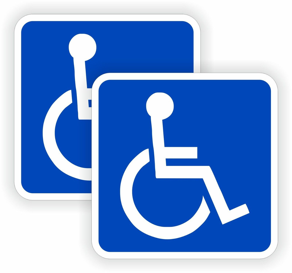 (2) Square Handicap Symbol Sticker Decal