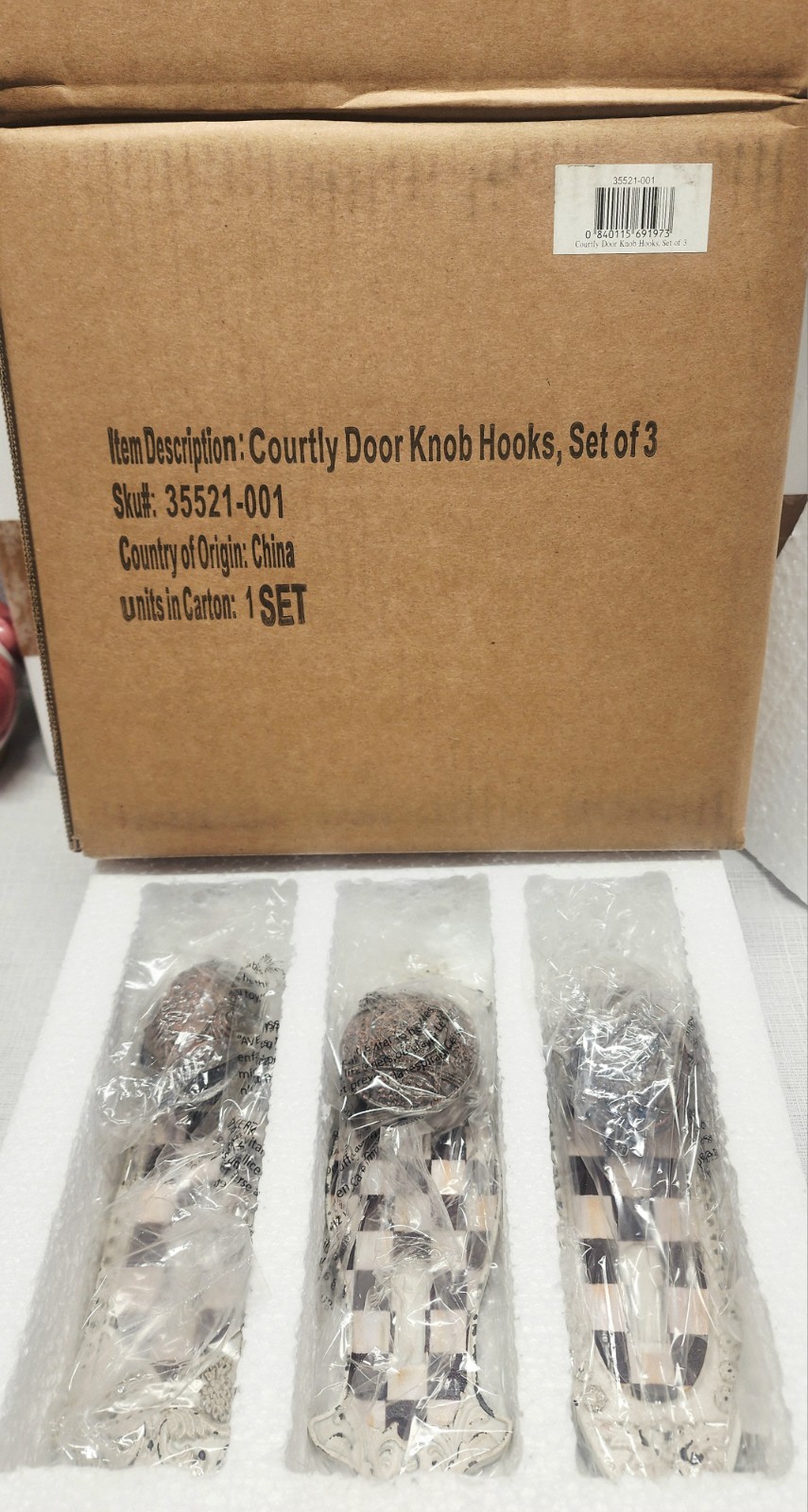 Mackenzie Childs Doorknob Wall Hooks Set of 3 8" Tall (Resin) NIB gallery