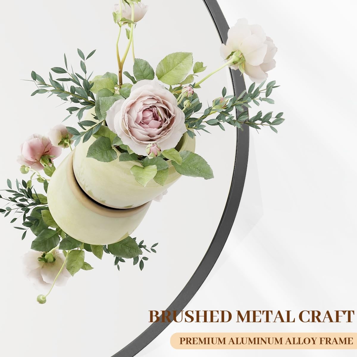 24 Inch Round Metal Frame Wall Mounted Circle Large Diameter Mirror for gallery