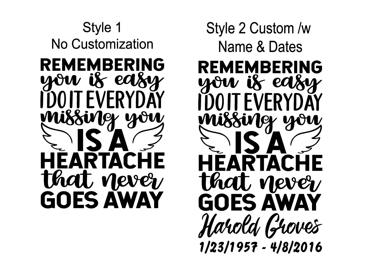 In Loving Memory- Remembering You Is Easy Sticker Decal Memorial Optional Custom gallery