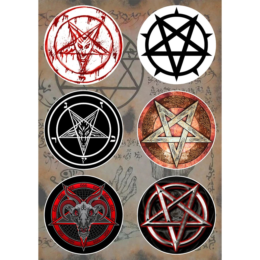 Occult Symbols Sticker Pack Satanic Leviathan Cross Baphomet Pentagrams 666 gallery