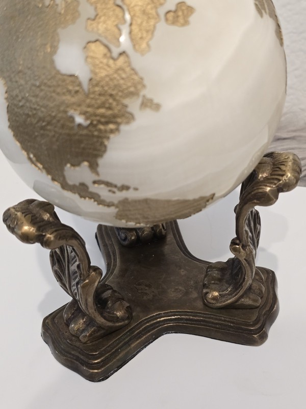Maitland Smith Marble Stone Globe Solid White Gold - No Base gallery