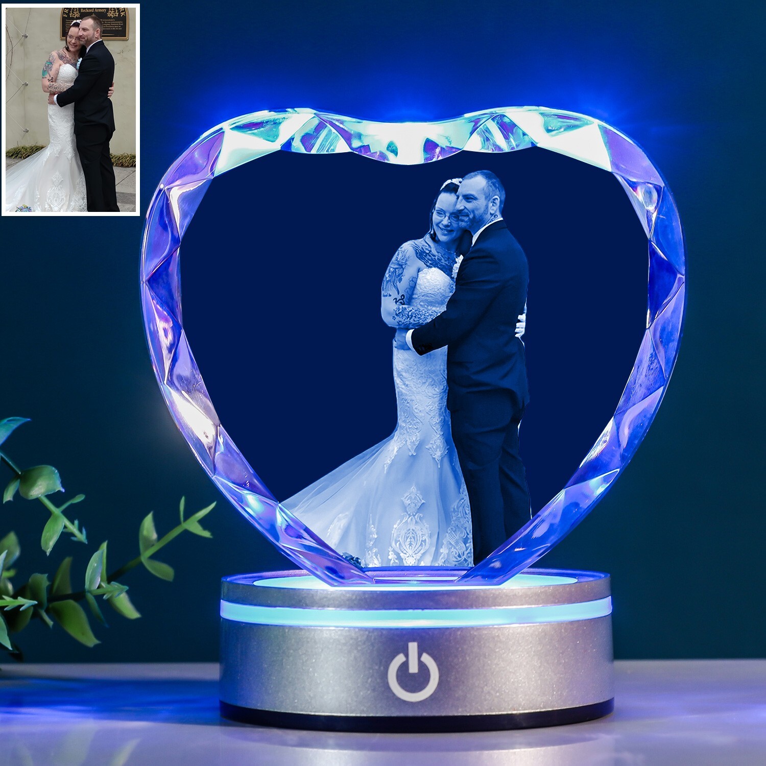 Custom Picture Crystal Heart Shape Photo Frame, Wedding Anniversary Couple Gift gallery
