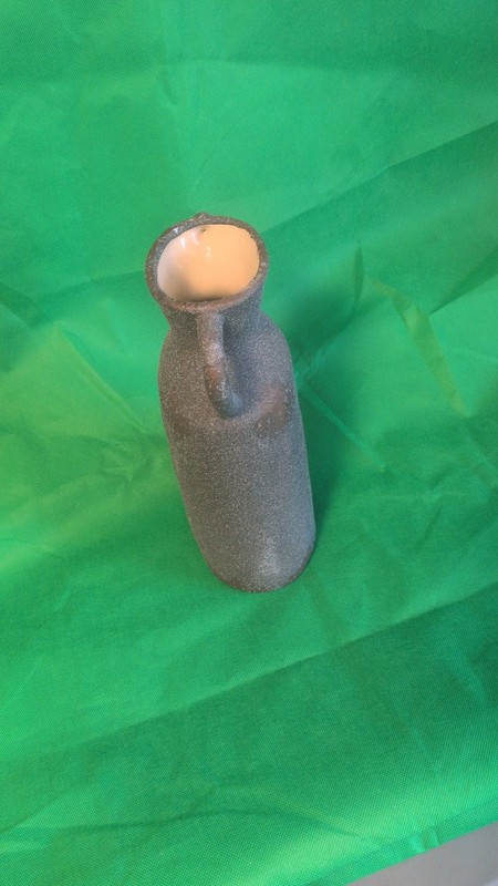 Rustic Textured Matte Gray Ceramic Vase with Two Handles gallery