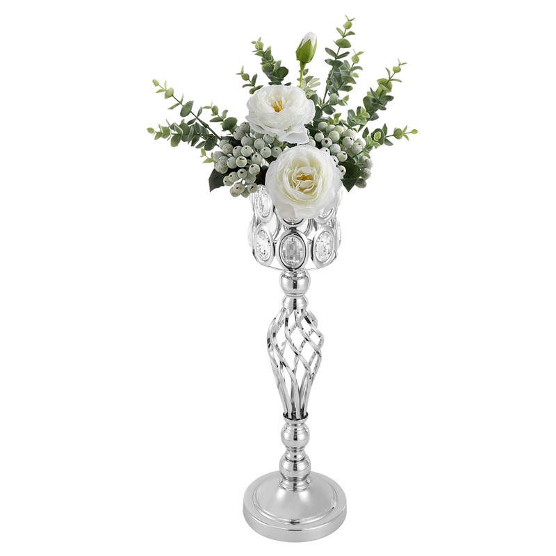 10-Pack 23.6" Silver Metal Wedding Centerpiece Vase With Crystal Beads gallery