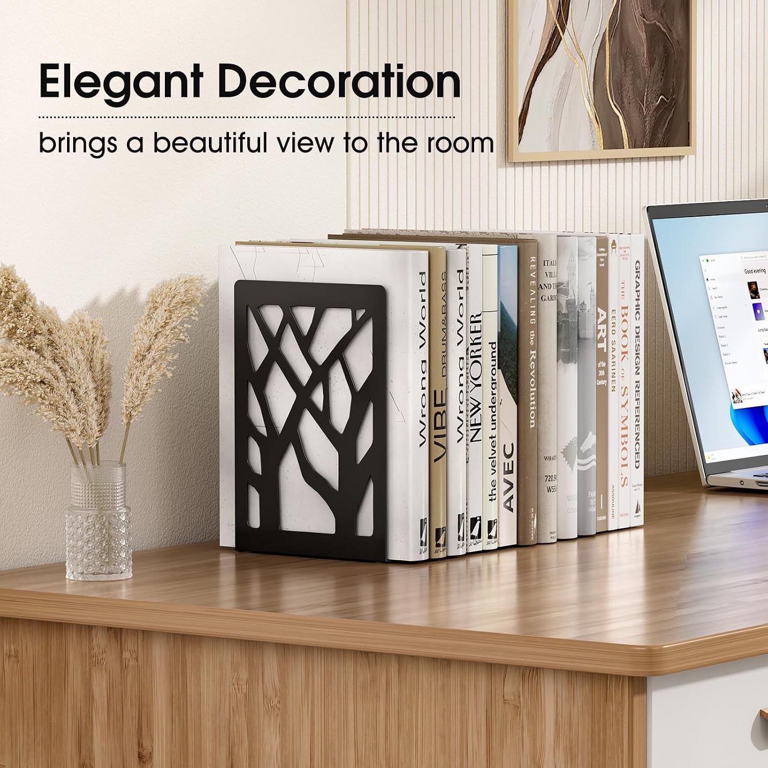 Book Ends Tree Design Bookends for Shelves 7 x 4.7 x 3.5” 2 Pair | Metal gallery