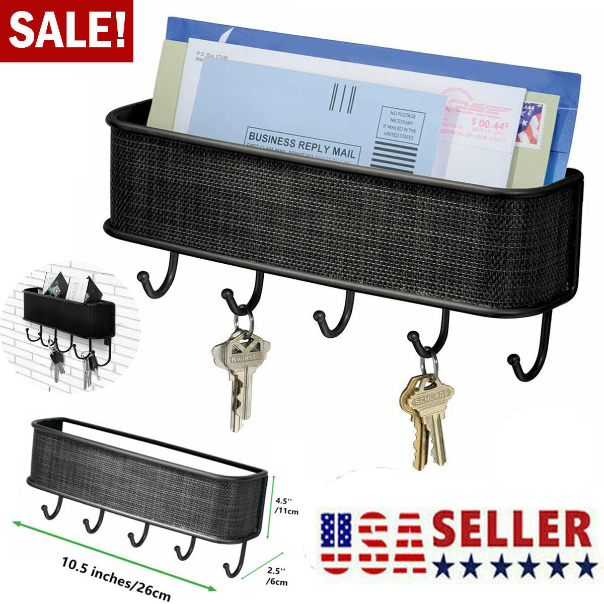 Wall Mount Key Rack Hanger Holder 5 Hook Chain Storage Keys Organizer Home Decor gallery