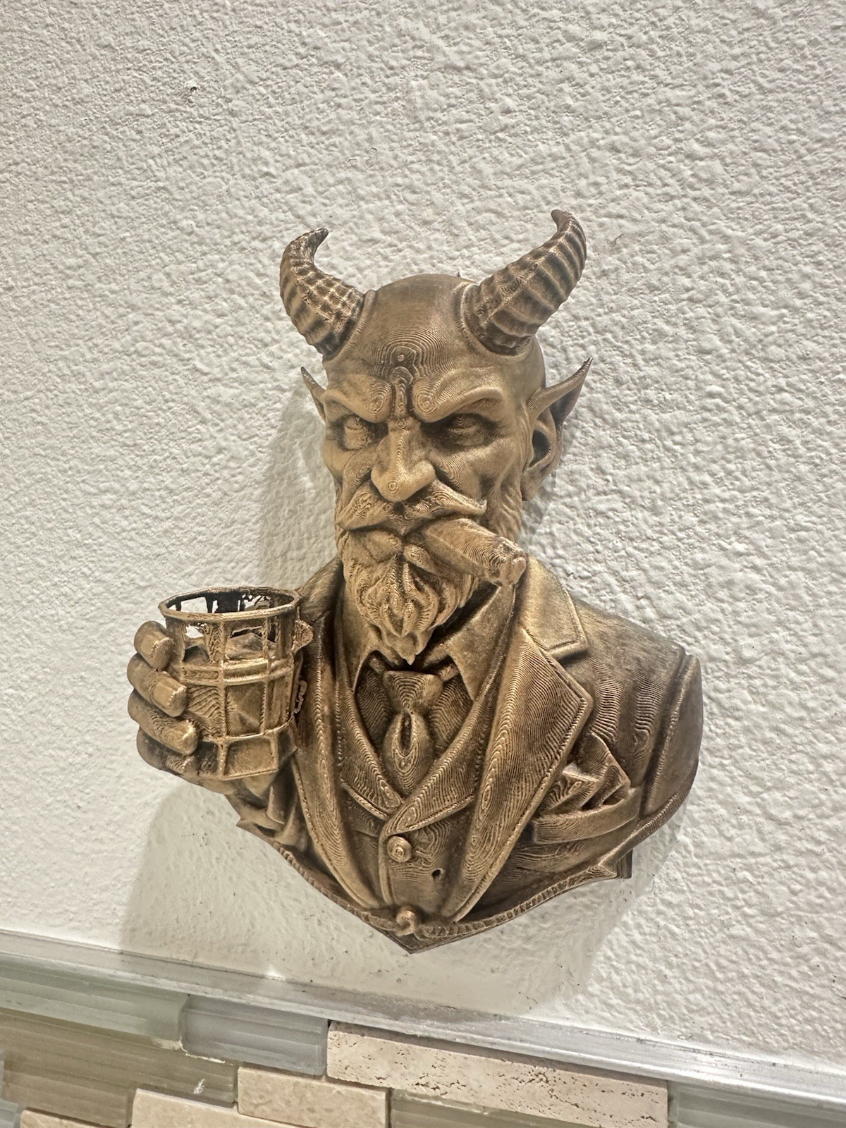 Devil Gentlemen Wall Decor Horned Demon Bust Cigar Whiskey Bar Man Cafe Gothic gallery