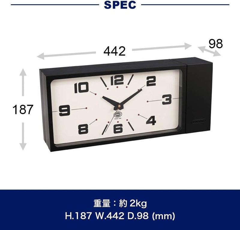 DULTON Double Face Wall Clock Rectangle Gray Magnetic Mount H21-0362GY Japan gallery
