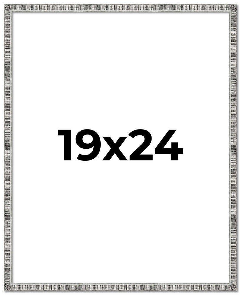 19x24 Frame Silver Grey Distressed Solid Wood Picture Frame | 0.75 Inch Moulding