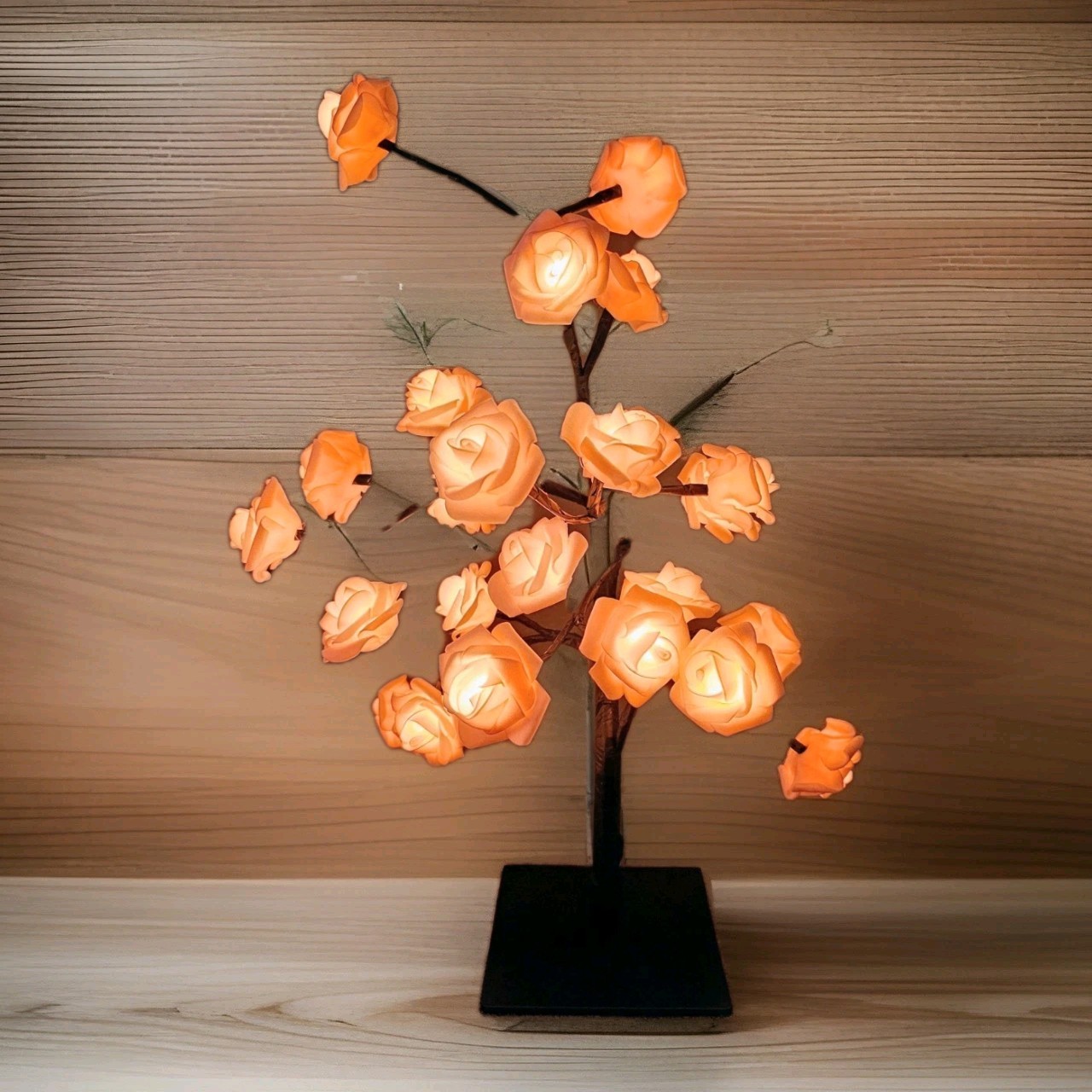 LED Tabletop Bonsai Tree Light Features Artificial Pink Blossoms USB gallery