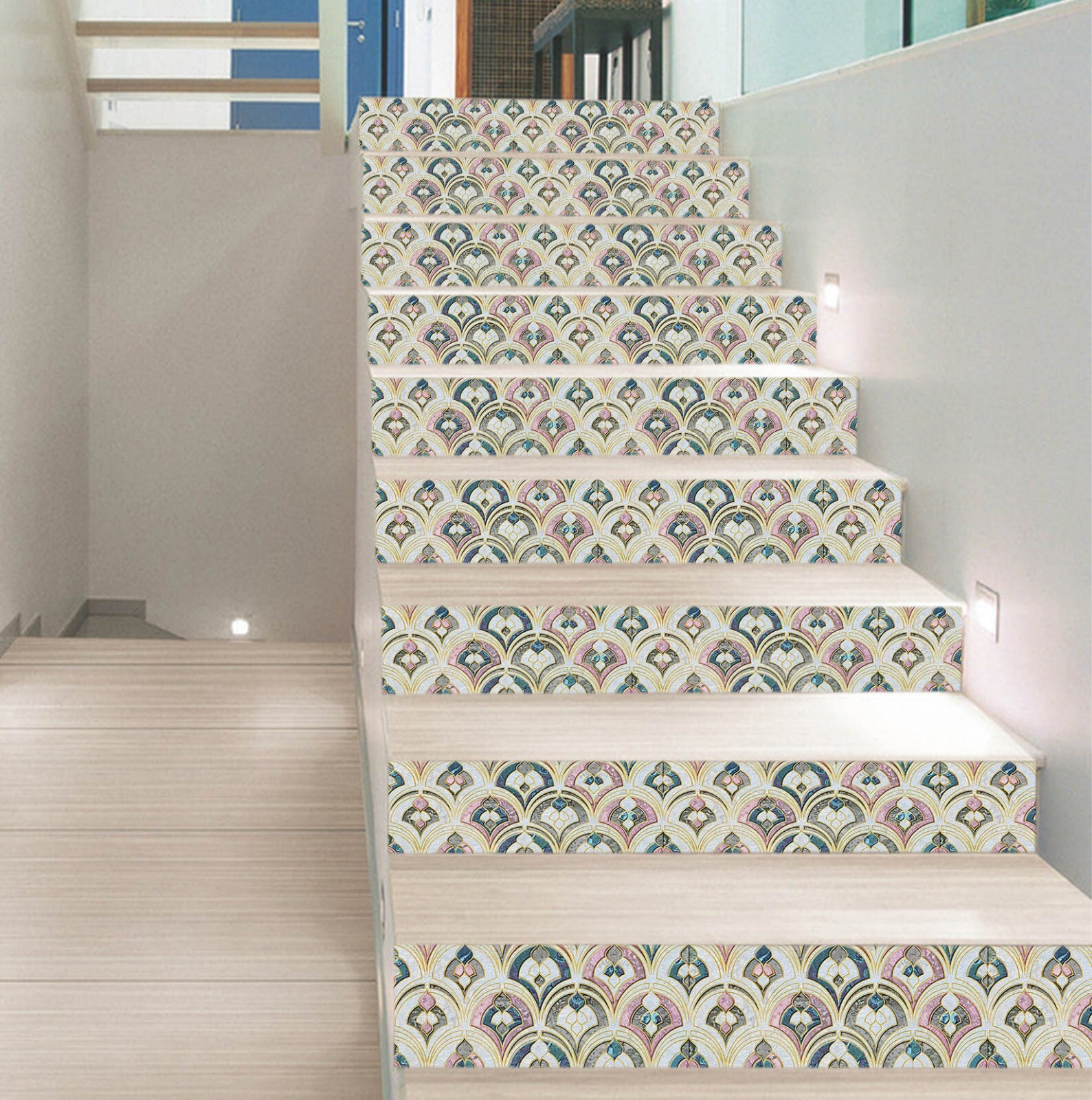 3D Pink Blue Pattern AZ636 Stair Risers Decoration Mural Vinyl Wallpaper Kay gallery