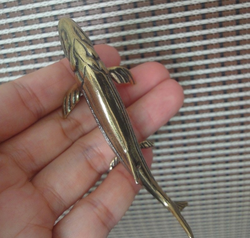Solid Brass Salmon Fish Figurine Vintage Bronze Color Statue for Home Decor gallery