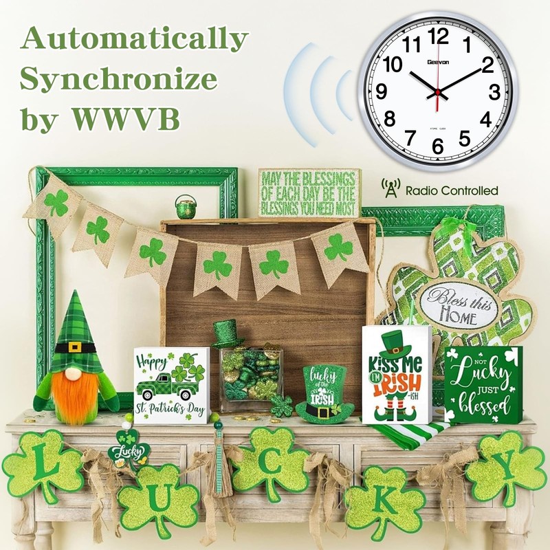 12 Inch Atomic Wall Clock Selfsetting Analog Clock With Automatic Time Sync Batt gallery