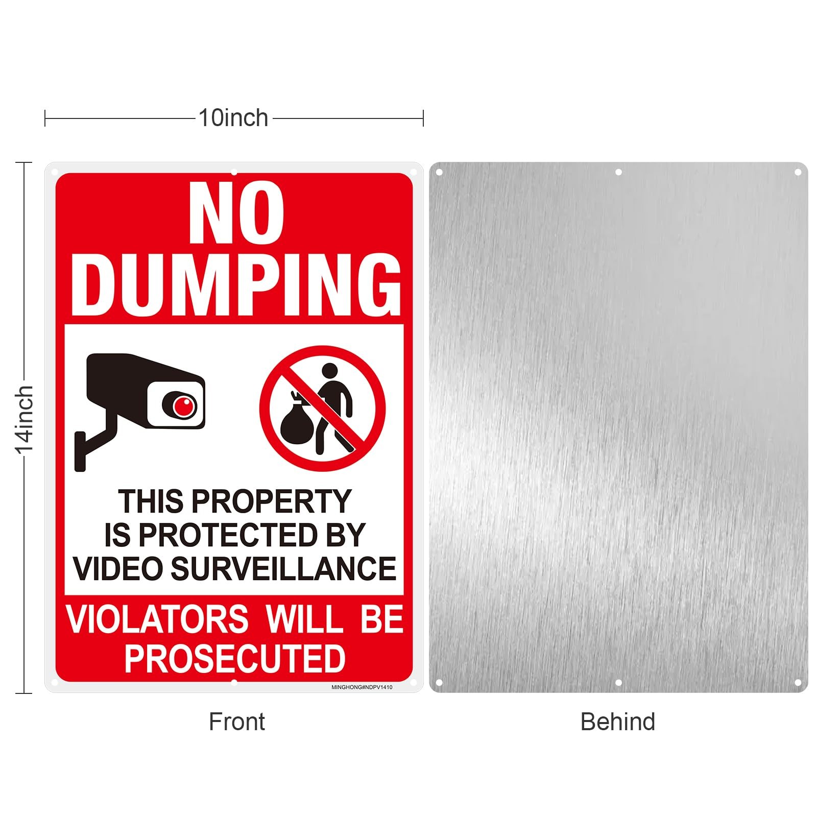 1 Pack No Dumping Sign Video Surveillance, 14x10Inch 14x10Inch, 1 Pack-Red(B) gallery