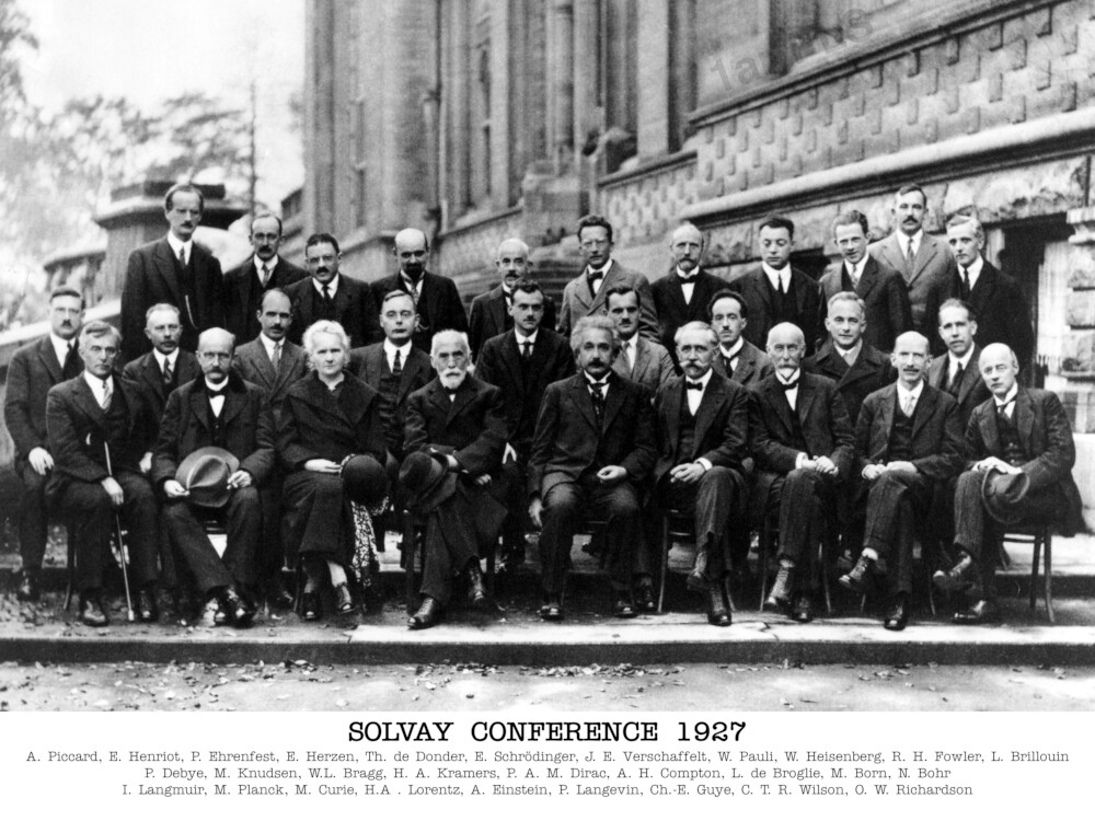 Solvay Conference 1927 Poster With Names, Einstein, Curie, Schrödinger gallery