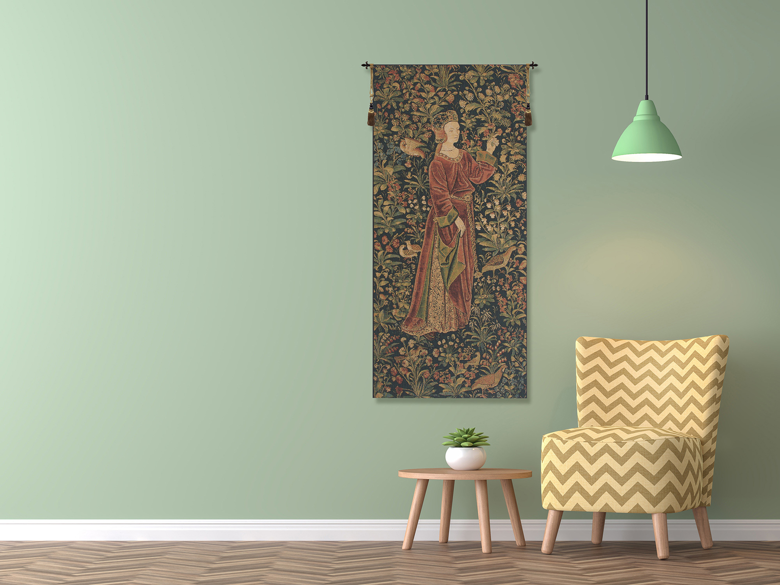 Promenade I Left Panel Belgian Tapestry Wall Art Hanging (New) 58x26, 39x18 in gallery