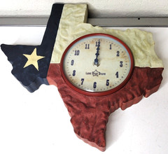 Texas Shaped Wall Clock Textured Resin Lone Star Flag Design 12 x 13 x 1.25″