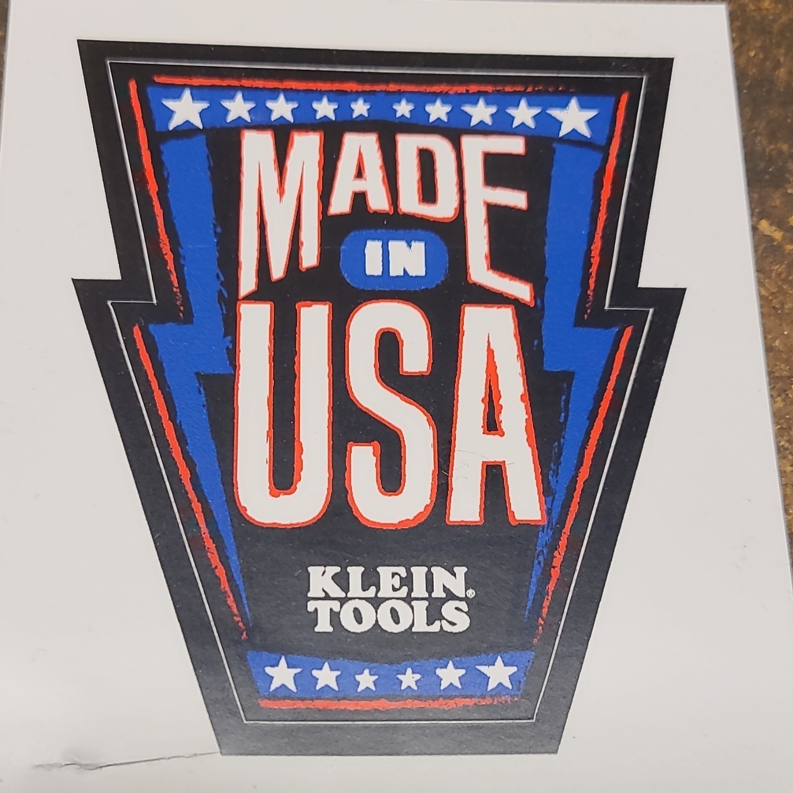 Klein Tools Vinyl Sticker Shield Patriotic Black Blue Red White Made in USA gallery