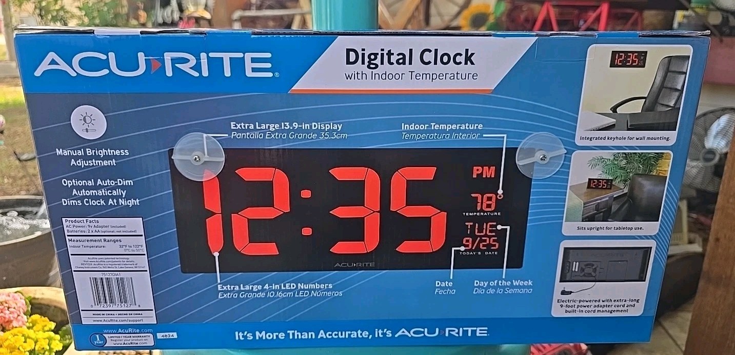 Large Digital LED Wall Clock W/Time, Date & Temperature for Home or Office, NEW gallery