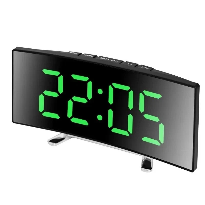 Digital Curved Screen Alarm Clock Electronic Clock Large Screen LED Mirror Clock gallery